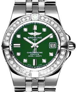 Galactic 30 Ladies' Quartz in Steel w/ Diamond Bezel Steel on Bracelet with Green Diamond Dial