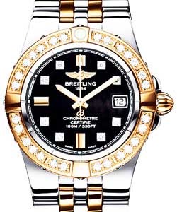 Galactic 30 2-Tone in Steel with Rose Gold Diamond Bezel on Steel and Rose Gold Bracelet with Black Roman Dial