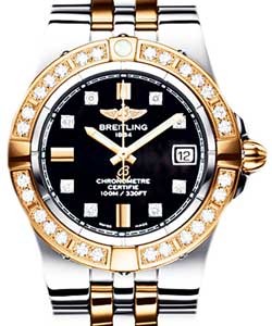 Galactic 30 Ladies' Quartz in 2-Tone w/ Diamond Bezel Steel and RG on Bracelet with Black Diamond Dial