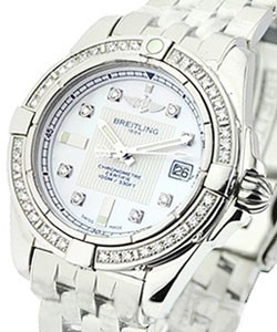 Galactic 32 Quartz in Steel with Diamond Bezel on Steel Bracelet with White MOP Diamond Dial