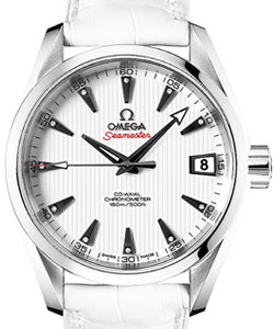 Seamaster Aqua Terra Mid-size in Steel on White Alligator Leather Strap with White Dial