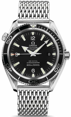 Planet Ocean in Stainless Steel on Stainless Steel Bracelet with Black Dial