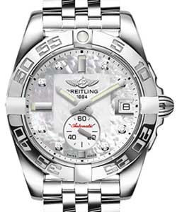 Galactic 36mm Quartz in Steel on Steel Bracelet with White MOP Diamond Dial