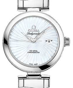DeVille Ladymatic in Steel on White Alligator Leather Strap with White MOP Dial