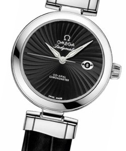 DeVille Ladymatic in Steel On Black Alligator Leather Strap with Black Dial