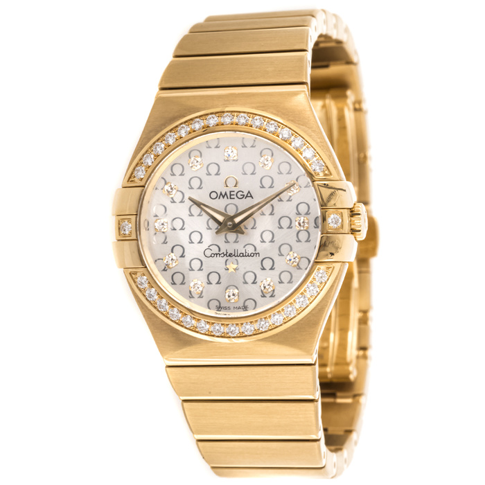 Constellation Ladies Small in Yellow Gold with Diamonds on Yellow Gold Bracelet with Silver Dial