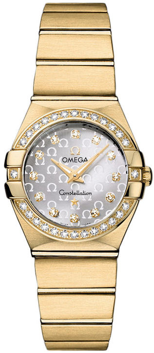 Constellation Ladies Mini in Yellow Gold with Diamond Bezel on Yellow Gold Bracelet with Silver Diamond Dial
