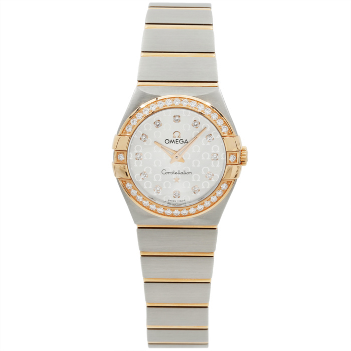 Constellation Ladies in Steel with Rose Gold Diamond Bezel on Steel and Rose Gold Bracelet with MOP Dial