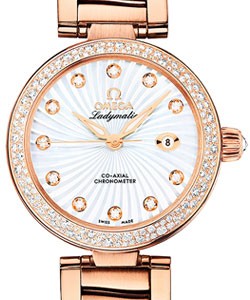 DeVille Ladymatic in Rose Gold with Diamond Bezel on Rose Gold Bracelet with White Diamond Dial