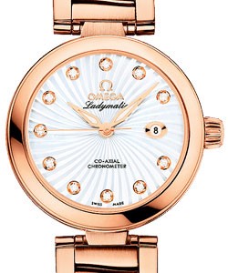 De Ville Ladymatic in Rose Gold on Rose Gold Bracelet with White MOP Diamond Dial