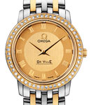 De Ville Prestige Lady's in Steel with Yellow Gold Diamond Bezel on Steel and Yellow Gold Bracelet with Champagne Dial