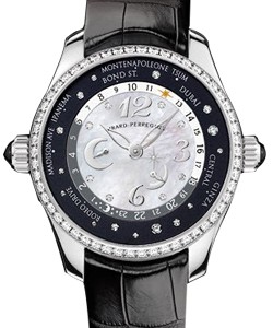 WW.TC  in Steel with Diamond Bezel On Black Leather Strap with White Mother of Pearl Diamond Dial