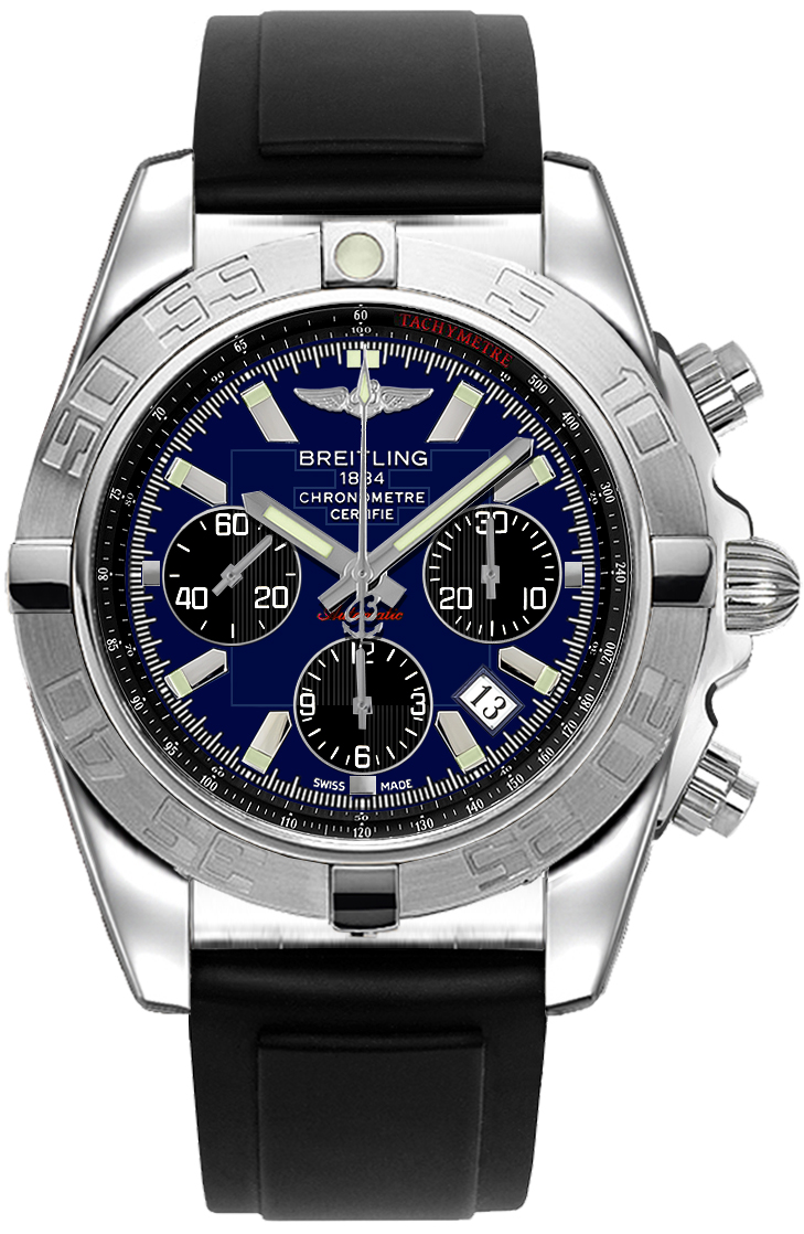 Chronomat Evolution Men's Automatic in Steel Steel on Black Rubber Strap with Blue Dial