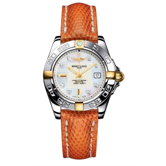Galactic 32 Ladies' Automatic in Steel Steel on Orange Strap with MOP Diamond Dial