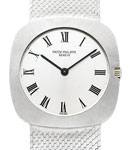 Vintage Men's 3543 circa 1970s White Gold on Bracelet with Silver Dial