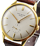 Vintage Calatrava Ref 2568 in Yellow Gold on Strap with Silver Dial