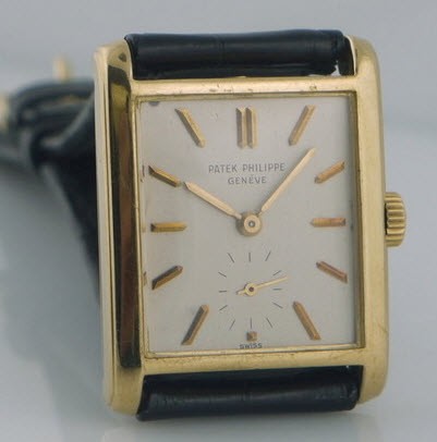 Vintage Men's circa 1950s Yellow Gold on Strap with Silver Dial