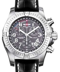 Breitling  Avenger Seawolf Chronograph in Steel on Black Alligator Leather Strap with Grey Dial