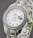 Masterpiece Lady's in White Gold with 32 Diamond Bezel on Pearlmaster Diamond Bracelet with White MOP Diamond Dial