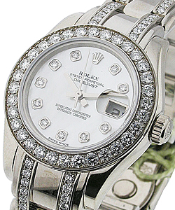 Masterpiece Lady's in White Gold with 32 Diamond Bezel on Pearlmaster Diamond Bracelet with White MOP Diamond Dial