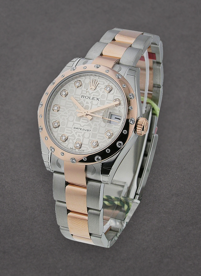 Rolex Unworn Datejust in Steel with Rose Gold Diamond Bezel