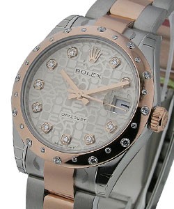 Datejust in Steel with Rose Gold Diamond Bezel on Steel and Rose Gold Oyster Bracelet with Silver Jubilee Diamond Dial