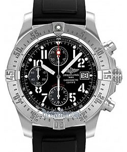 Avenger Skyland Chronograph in Steel on Black Rubber Strap with Black Dial