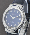 Cellini - 31mm -  Mid Size in White Gold on Strap with Blue Diamond Dial