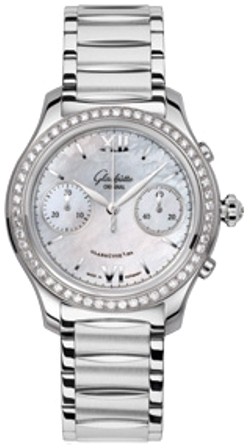 Lady Serenade Chronograph Automatic in Steel with Diamonds Bezel on Stainless Steel Bracelet with MOP Dial
