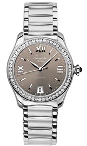 Lady Serenade  36mm Automatic in Steel with Diamonds Bezel on Stainless Steel Bracelet with Brown Dial