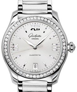 Lady Serenade 36mm Automatic in Steel with Diamond Bezel on Stainless Steel Bracelet with Silver Dial