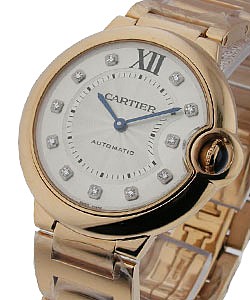 Ballon Bleu Mid Size in Rose Gold on Rose Gold Bracelet with Silver Diamond Dial