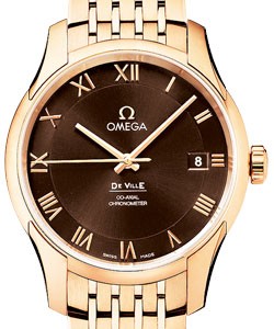 DeVille Co-Axial Chronometer in Rose Gold on Rose Gold Bracelet with Brown Dial