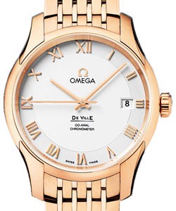 De Ville Co-Axial Chronometer in Rose Gold on Rose Gold Bracelet with Silver Dial