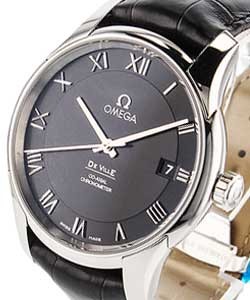DeVille Co-Axial Chronometer in Steel on Black Alligator Leather Strap with Black Dial