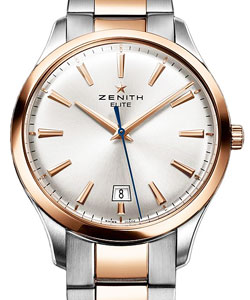 Elite Captain Central Secondin Steel with Rose Gold Bezel on Steel with Rose Gold Bracelet with Silver Dial