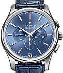 El Primero Captain in Steel on Blue Crocodile Leather Strap with Blue Dial