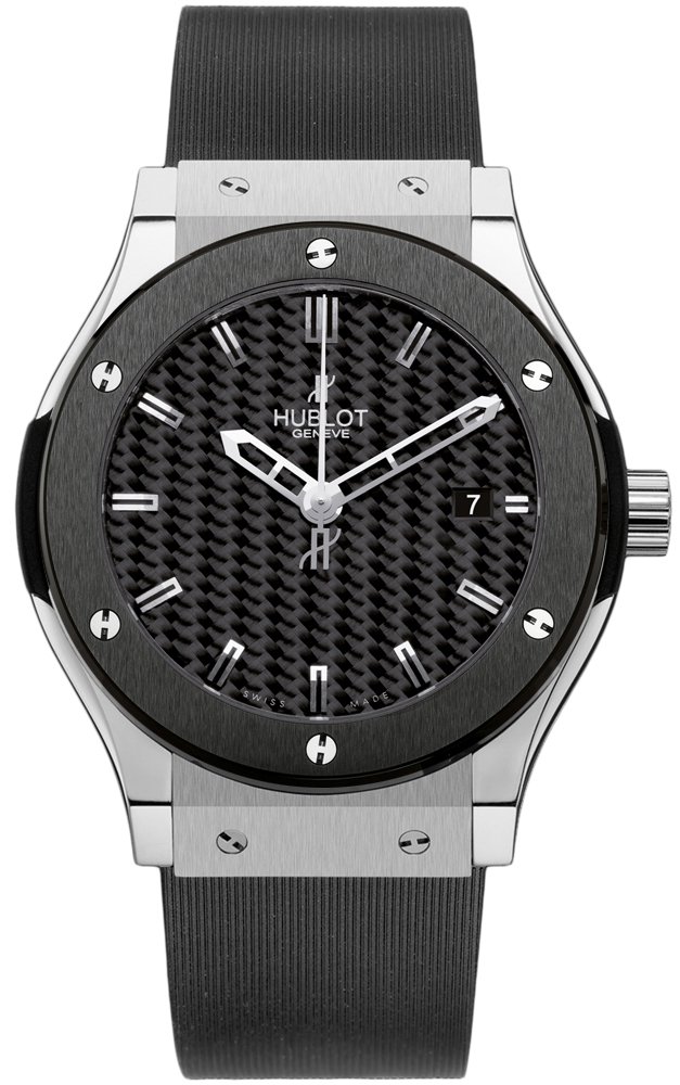 Classic Fusion 42mm in Zirconium with Black Ceramic on Black Rubber Strap with Carbon Dial