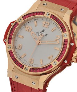 Big Bang Tutti Frutti in Rose Gold with Ruby Bezel on Red Strap with White Dial