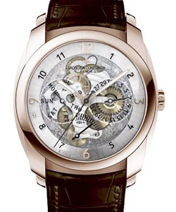 Quai de Ille Day Date Power Reserve in Rose Gold on Brown Leather Strap with Skeleton Dial