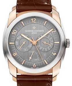 Quai de Ille Day Date Power Reserve in Rose Gold with Titanium on Brown Crocodile Leather Strap with Grey Dial