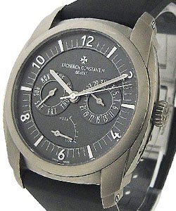 Quai de Ille Day Date Power Reserve in Titanium on Black Rubber Strap with Grey Dial