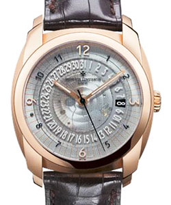 Quai de Ille Day Date in Rose Gold  on Brown Leather Strap with Silver Dial