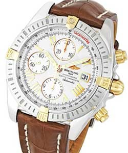 Chronomat Evolution Men's Automatic in 2-Tone Steel and YG on Brown Strap with Beige Roman Dial