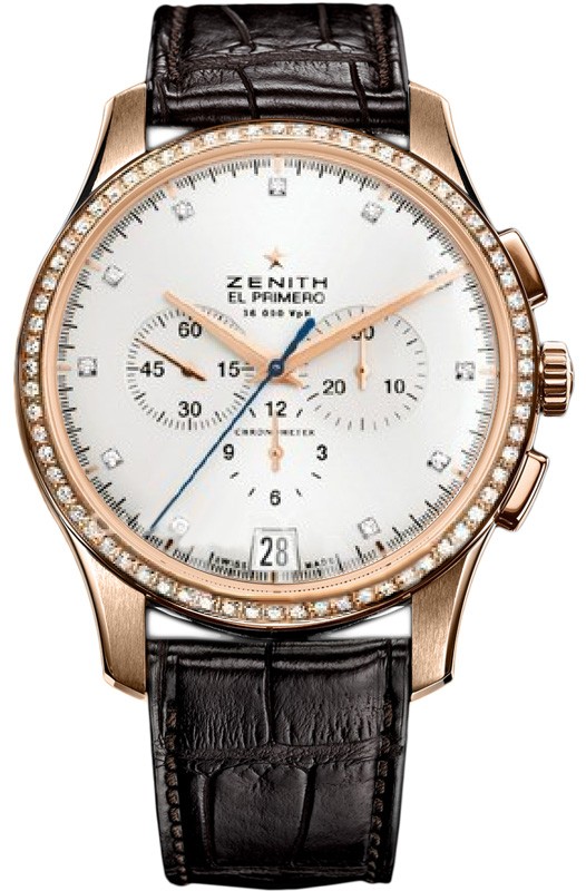 El Primero Captain Rose Gold on Strap with Silver Dial