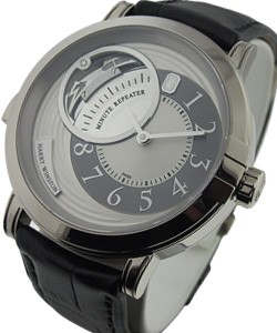 Midnight Minute Repeater with White Gold  on Black Leather Strap with Open Dial