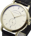 Saxonia 37mm Manual in White Gold On Strap with Silver Dial