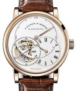 Richard Lange Tourbillon Pour le Merite in Rose Gold on Brown Crocodile Leather Strap with Silver Dial