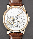 Richard Lange Tourbillon Pour le Merite in Rose Gold on Brown Crocodile Leather Strap with Silver Dial