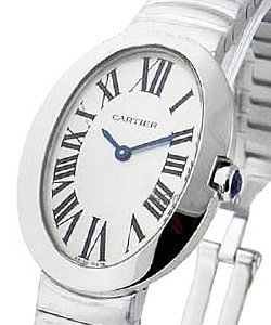 Baignoire Small in White Gold on White Gold Bracelet with Silver Dial